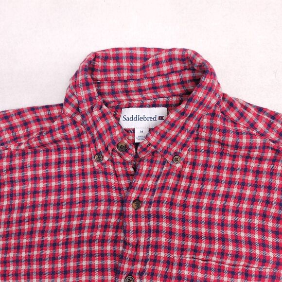 Saddlebred Tartan Flannel Long Sleeve Button Up Shirt Mens Size Medium M Red - Picture 1 of 10